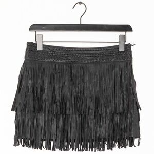 MANGO Black Fringe Skirt